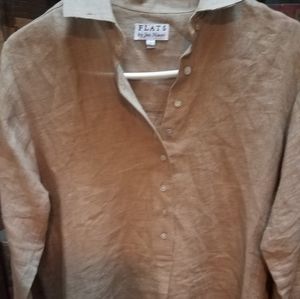 Relaxed fit french linen cottage core shirt dress by Jan Niemi napa  large